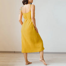 Load image into Gallery viewer, Elegant Vintage Cotton Crepe V-Neck Maxi Dress