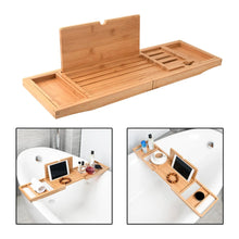 Load image into Gallery viewer, Expandable Luxury Wooden Bathtub Caddy Tray Accessories 23.62''-34.25'' Soap Dish Non Slip Tablet Holder