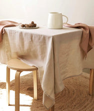 Load image into Gallery viewer, 100% Pure Linen Tablecloth - Solid Color Natural Fabric