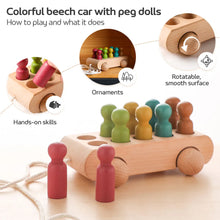 Load image into Gallery viewer, Montessori Wooden Baby Trolley with Colorful Dolls
