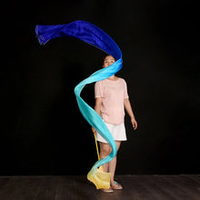 Load image into Gallery viewer, Customized Women Real Silk Streamer Purple Pastel Color Belly Dance Props 5 Mommes Habotai Worship Silk Streamer 400X45cm Flowy