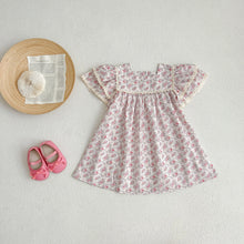 Load image into Gallery viewer, Kids Clothes Fashion Girl Dress Flower Embroidery Retro Lace Dress Cotton Princess Vestido Casual Round Neck Summer New Sweet