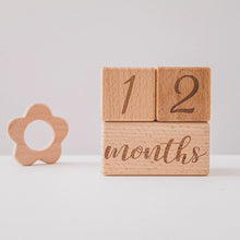 Load image into Gallery viewer, 3pc Raw Wood Baby Milestone Blocks - Engraved Photography Props