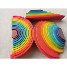 Load image into Gallery viewer, Wooden Rainbow Arch Stacking Blocks & Peg Dolls