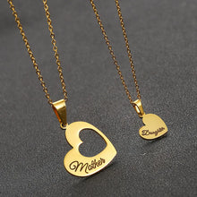 Load image into Gallery viewer, 2PCS Gift for Mom Hollow Love Pendant Necklace Family Stainless Steel Accessories Mother Day Set Thanksgiving Jewelry 'Daughter'