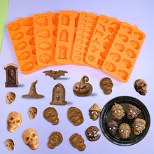 Load image into Gallery viewer, Halloween Silicone Molds - Skull, Pumpkin, Witch & Ghost Baking Tools