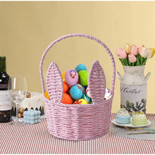Load image into Gallery viewer, Cute Bunny Ears Woven Basket Paper Rope Braided Flower Basket Easter Decoration Home Picnic Fruit Hand-held Sundries Organizers