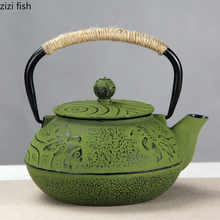 Load image into Gallery viewer, Green Cast Iron Teapot with Infuser, 800ml