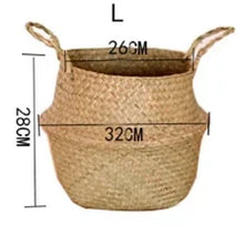 Load image into Gallery viewer, Seaweed Wicker Basket Rattan Hanging Flowerpot  Dirty Clothes    Storage    WF1015