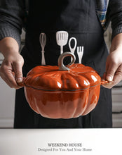 Load image into Gallery viewer, Pumpkin Enameled Cast Iron Dutch Oven - 1.9L Non-Stick Casserole Dish