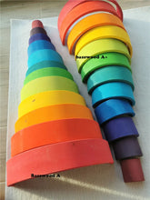 Load image into Gallery viewer, Wooden Rainbow Arch Stacking Blocks & Peg Dolls