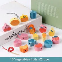Load image into Gallery viewer, Wooden fruit and vegetable lacing beads