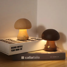 Load image into Gallery viewer, INS LED Night Light With Touch Switch Wooden Cute Mushroom Bedside Table Lamp For Bedroom Childrens Room Sleeping Night Lamps