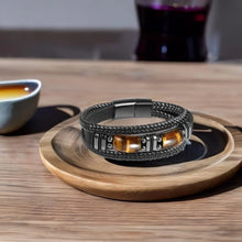 Load image into Gallery viewer, Tiger's Eye and Leather Bracelet, Magnetic Clasp