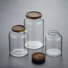 Load image into Gallery viewer, Large Glass Coffee Bean Storage Jar with Airtight Wood Lid
