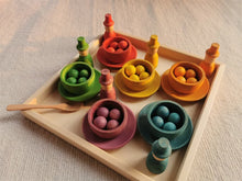 Load image into Gallery viewer, Sensory Wooden Montessori Toys Rainbow Pastel Sorting Bowls Dishes with Balls Acorns for Kids Play