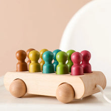 Load image into Gallery viewer, Montessori Wooden Baby Trolley with Colorful Dolls