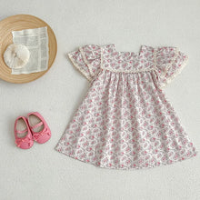 Load image into Gallery viewer, Kids Clothes Fashion Girl Dress Flower Embroidery Retro Lace Dress Cotton Princess Vestido Casual Round Neck Summer New Sweet