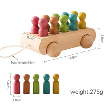 Load image into Gallery viewer, Montessori Wooden Baby Trolley with Colorful Dolls