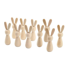 Load image into Gallery viewer, 10Pcs Wooden Peg Dolls Decorations Blank Puppets Rabbit Peg Doll Bodies for Arts Crafts Boys Girls Party Fairy Garden Home Decor