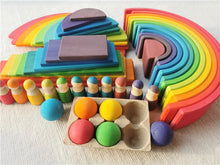 Load image into Gallery viewer, Wooden Rainbow Arch Stacking Blocks & Peg Dolls
