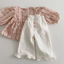 Load image into Gallery viewer, 2024 Girls Spring Pants Baby Casual Ruffle Wide Leg Pants Children's Trendy Autumn Trousers Loose Solid High Waist Bell-bottoms