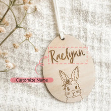 Load image into Gallery viewer, Personalized custom rabbit Bunny 2025 happy Easter party Egg Hunt basket Bucket bag Name Tag Ornament family kid boy girl gift