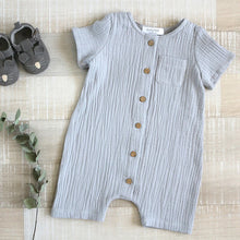 Load image into Gallery viewer, Newborn Baby Unisex Short Sleeves Romper Organic Cotton Crew Neck Navy Romper Bodysuit Unisex One-piece Summer Romper Clothes