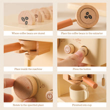 Load image into Gallery viewer, 10pc Baby Coffee Machine Toy Set Wooden Kitchen Supplies Coffee Machine Model Children Play Simulation Coffee Cake Pretend Toys