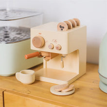 Load image into Gallery viewer, 10pc Baby Coffee Machine Toy Set Wooden Kitchen Supplies Coffee Machine Model Children Play Simulation Coffee Cake Pretend Toys