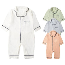 Load image into Gallery viewer, Autumn Baby Sleepwear Organic Cotton Clothes for Boy Girl Newborn Pajama Solid Color Muslin Romper Kids Pajamas Toddler Jumpsuit