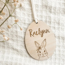 Load image into Gallery viewer, Personalized custom rabbit Bunny 2025 happy Easter party Egg Hunt basket Bucket bag Name Tag Ornament family kid boy girl gift