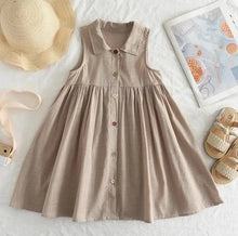 Load image into Gallery viewer, Bear Leader New Solid Baby Girl Dress Cotton Button Kids Dresses Summer Princess Party Dress Toddler Girls Sundress Kids Clothes