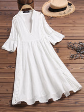 Load image into Gallery viewer, Summer Lace Bohemian V-Neck Flare Sleeve Dress