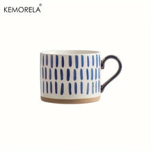 Load image into Gallery viewer, KEMORELA 1PCS 450ML Nordic Ceramic Cup Coffee Milk Mug with Handle Retro Large Capacity Japanese Breakfast Oatmeal Cup Gift Set