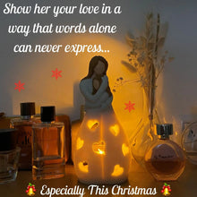 Load image into Gallery viewer, Candlestick Holder with Flickering LED Candle Memorial Gifts Standing Mother Hugging Daughter Statue Resin Figurines