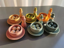 Load image into Gallery viewer, Sensory Wooden Montessori Toys Rainbow Pastel Sorting Bowls Dishes with Balls Acorns for Kids Play