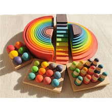 Load image into Gallery viewer, Wooden Rainbow Arch Stacking Blocks & Peg Dolls