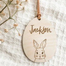 Load image into Gallery viewer, Personalized custom rabbit Bunny 2025 happy Easter party Egg Hunt basket Bucket bag Name Tag Ornament family kid boy girl gift