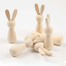 Load image into Gallery viewer, 10Pcs Wooden Peg Dolls Decorations Blank Puppets Rabbit Peg Doll Bodies for Arts Crafts Boys Girls Party Fairy Garden Home Decor