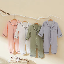 Load image into Gallery viewer, Autumn Baby Sleepwear Organic Cotton Clothes for Boy Girl Newborn Pajama Solid Color Muslin Romper Kids Pajamas Toddler Jumpsuit