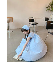 Load image into Gallery viewer, New Arrival Sweet Girls Dress For Summer 2 3 4 5 6 7 8 9 10 11 12 Year Sleeveless Solid Color Blue Child Dresses With Pockets