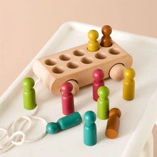 Load image into Gallery viewer, Montessori Wooden Baby Trolley with Colorful Dolls