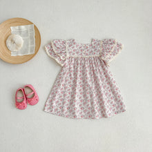 Load image into Gallery viewer, Kids Clothes Fashion Girl Dress Flower Embroidery Retro Lace Dress Cotton Princess Vestido Casual Round Neck Summer New Sweet