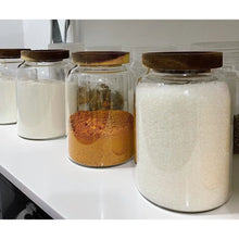 Load image into Gallery viewer, 3L Glass Kitchen Jar with Airtight Acacia Lid - Flour & Sugar Storage