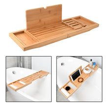 Load image into Gallery viewer, Expandable Luxury Wooden Bathtub Caddy Tray Accessories 23.62''-34.25'' Soap Dish Non Slip Tablet Holder