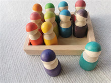 Load image into Gallery viewer, Wooden Rainbow Arch Stacking Blocks & Peg Dolls