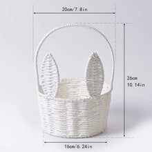 Load image into Gallery viewer, Cute Bunny Ears Woven Basket Paper Rope Braided Flower Basket Easter Decoration Home Picnic Fruit Hand-held Sundries Organizers