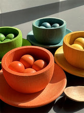 Load image into Gallery viewer, Sensory Wooden Montessori Toys Rainbow Pastel Sorting Bowls Dishes with Balls Acorns for Kids Play