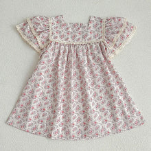 Load image into Gallery viewer, Kids Clothes Fashion Girl Dress Flower Embroidery Retro Lace Dress Cotton Princess Vestido Casual Round Neck Summer New Sweet